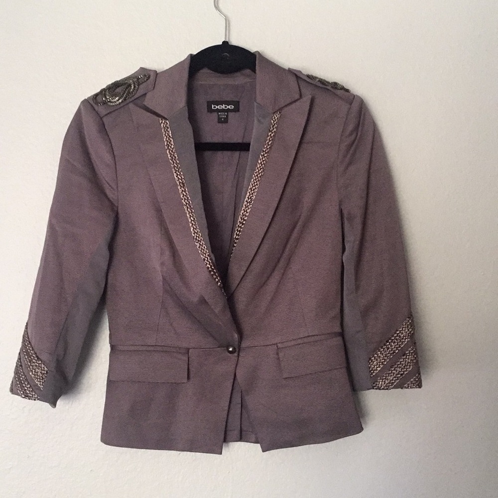 Bebe 4 embellished punk blazer grey silver